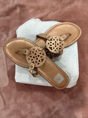 DV by Dolce Vita Metallic Tan Medallion Thong Sandals